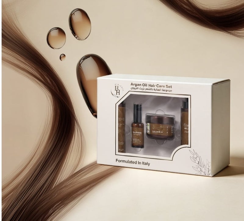 BH Argan Oil Hair Care Complete Set – Formulated in Italy for Deep Repair & Radiant Shine. - Image 1